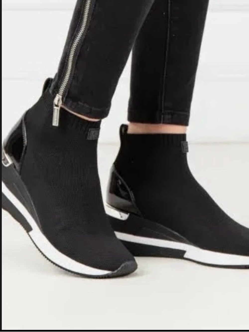 Michael Kors Black Knit Slip-On Wedge Sneakers - Women
